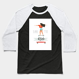 TIME TO RIDE GIRL SURFING Baseball T-Shirt